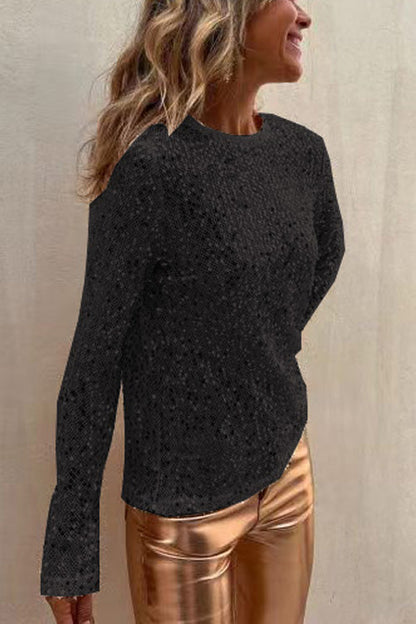 SEQUIN BLOUSE LONG SLEEVES ROUND NECK 4