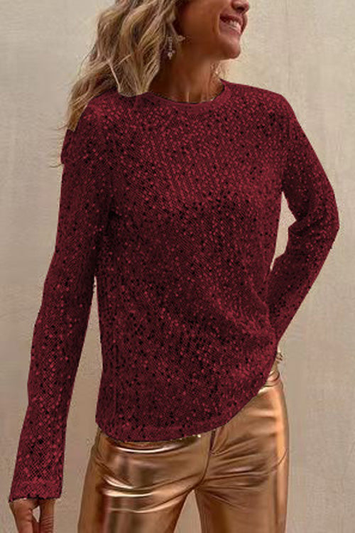 SEQUIN BLOUSE LONG SLEEVES ROUND NECK 6