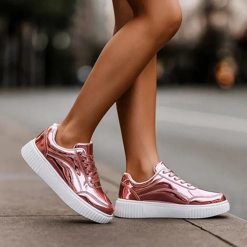 Women's Summer Sneakers | Metallic Finish & Cushioned Platform