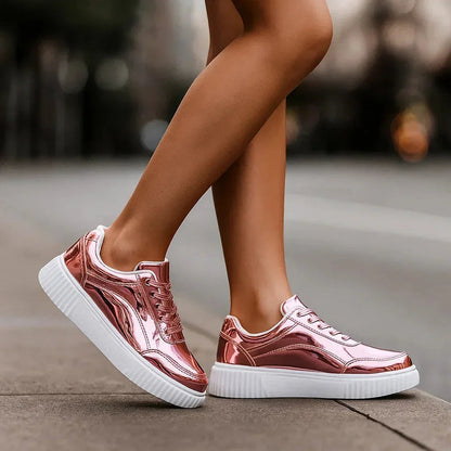 Women's Summer Sneakers | Metallic Finish & Cushioned Platform