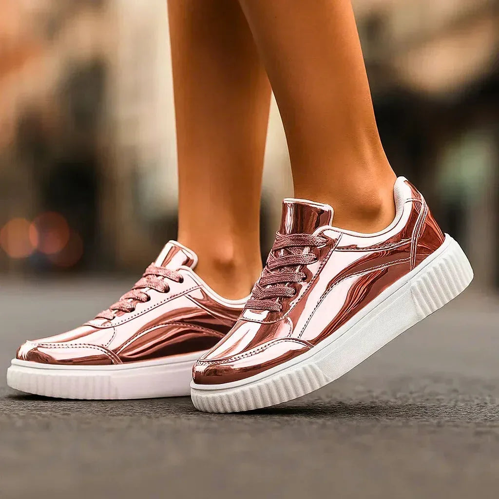 Women's Summer Sneakers | Metallic Finish & Cushioned Platform