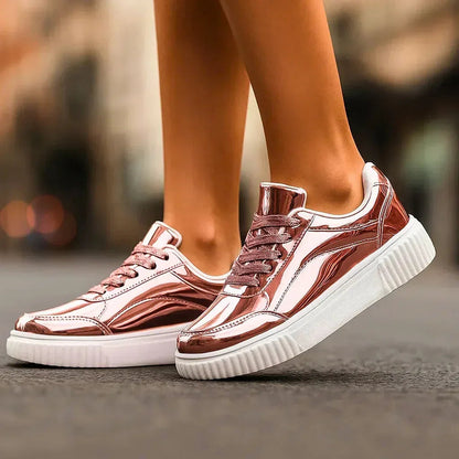 Women's Summer Sneakers | Metallic Finish & Cushioned Platform