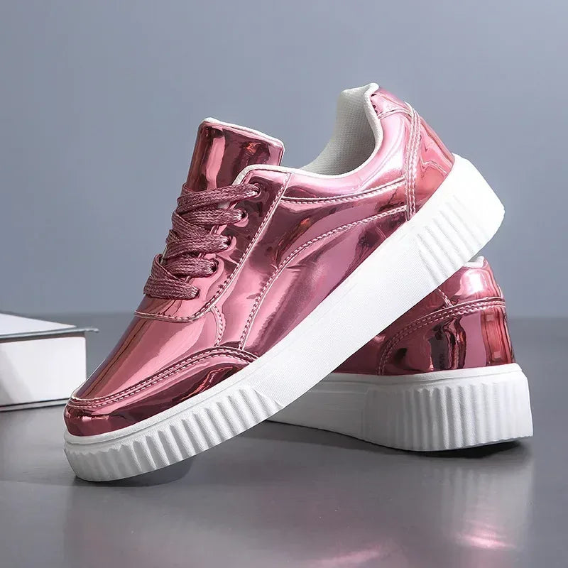 Women's Summer Sneakers | Metallic Finish & Cushioned Platform