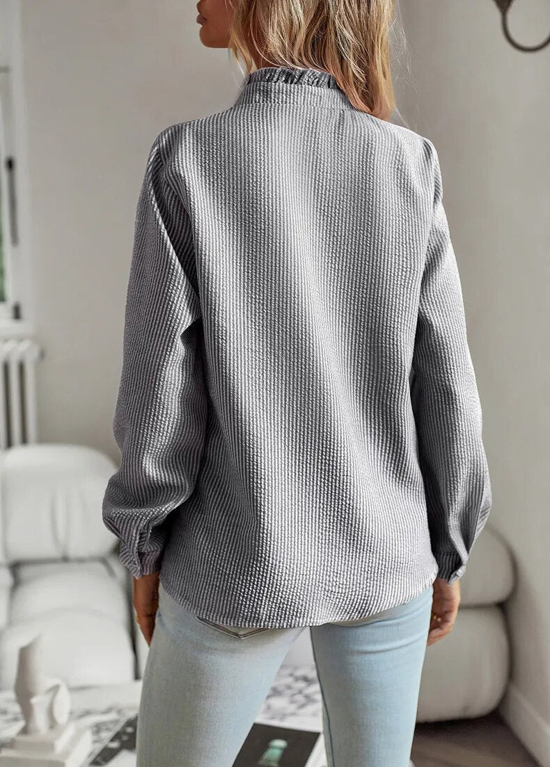 STRIPED RUFFLED BLOUSE 6