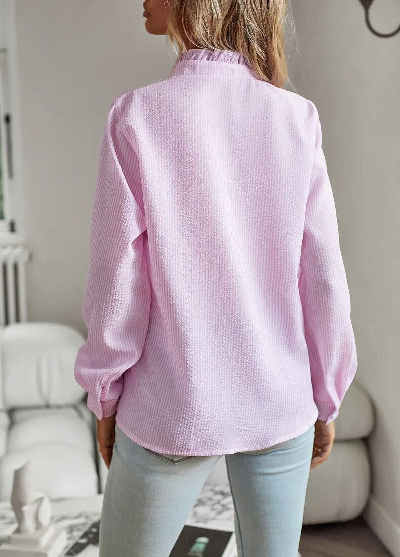 STRIPED RUFFLED BLOUSE 7