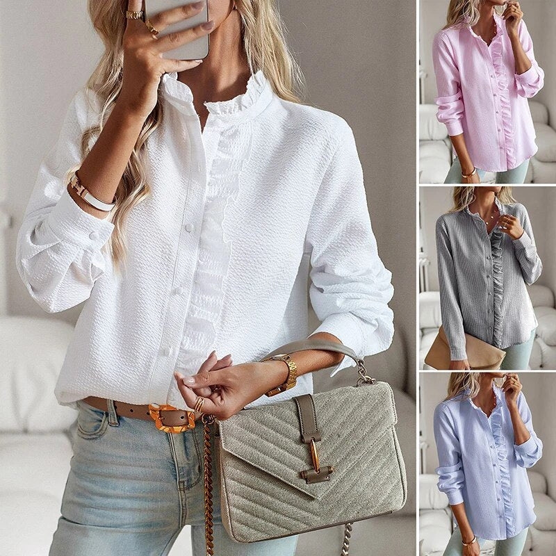 STRIPED RUFFLED BLOUSE 8