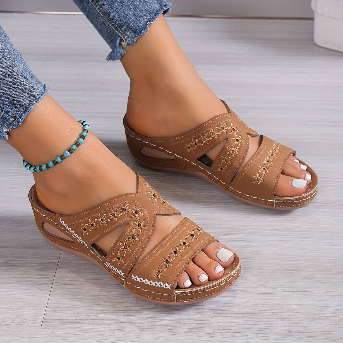 Sandals For Women | Open Toe Slip-On With Cutout Sides 3
