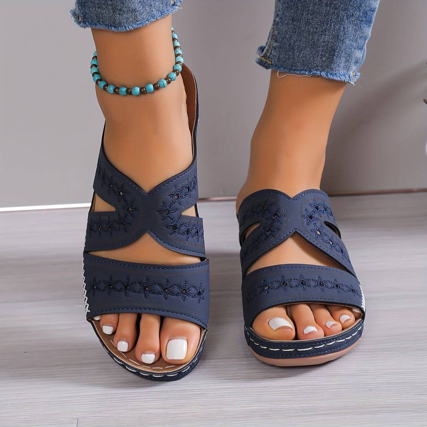 Sandals For Women | Open Toe Slip-On With Cutout Sides 4