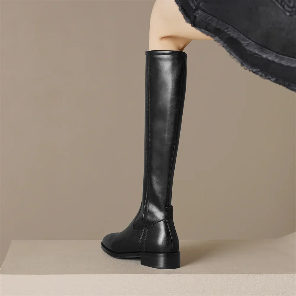 Women's Knee-High Boots | Elegant Almond Toe & Low Heel