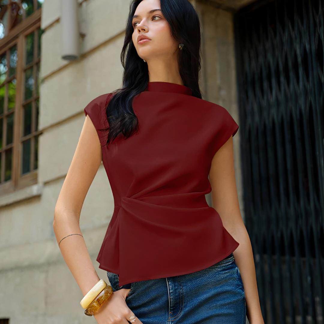 Sleeveless Top Women's | Asymmetric Drape & Structured Elegant Fit