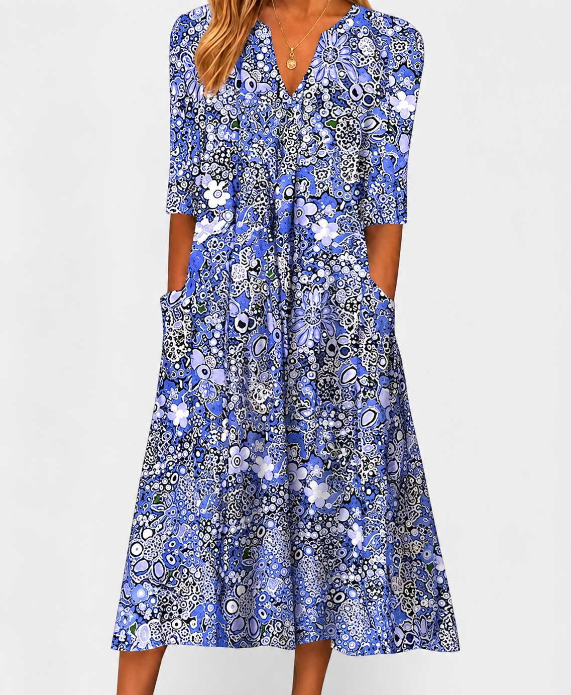 Summer Midi Dress | Purple Floral A-Line
