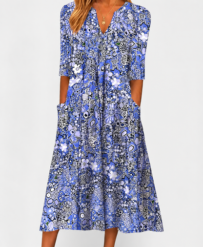 Summer Midi Dress | Purple Floral A-Line