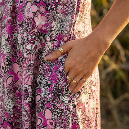 Summer Midi Dress | Purple Floral A-Line