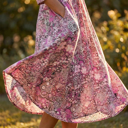 Summer Midi Dress | Purple Floral A-Line