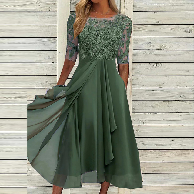Summer Midi Dress Women's | Lace Detail & Elegant Occasion Wear