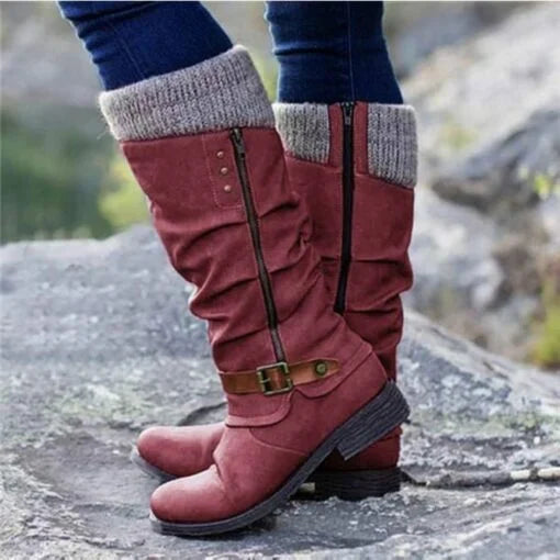 Teresa - Stylish Buckle Knee-High Boots for Every Occasion