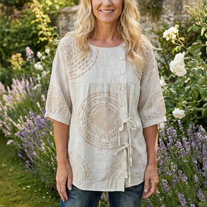 Top Women | Boho Embroidered Design with Drawstring Detail