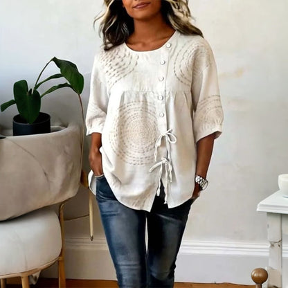 Top Women | Boho Embroidered Design with Drawstring Detail