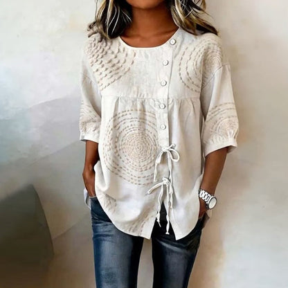 Top Women | Boho Embroidered Design with Drawstring Detail