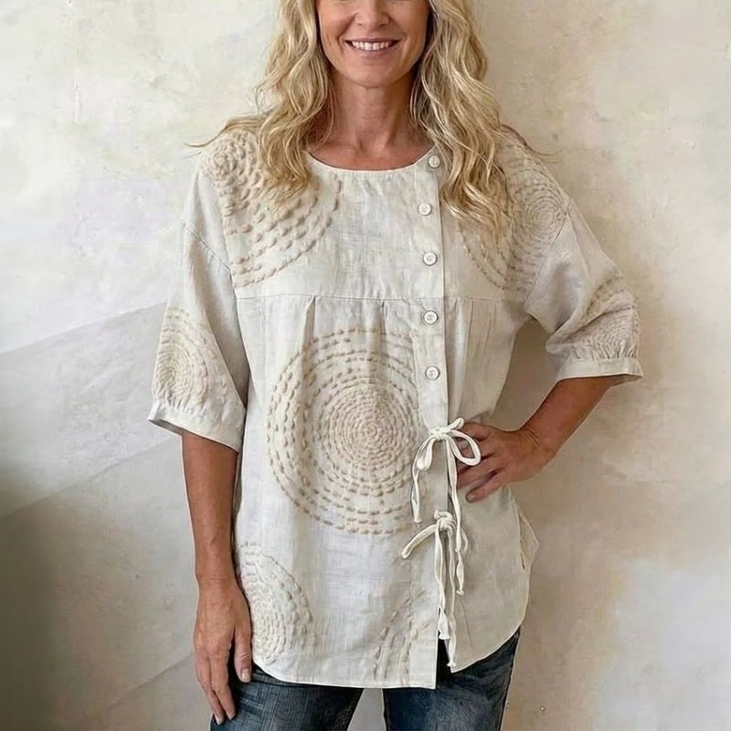 Top Women | Boho Embroidered Design with Drawstring Detail