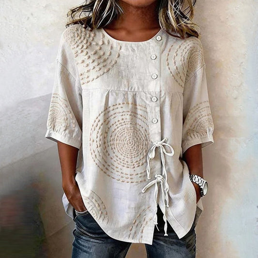 Top Women | Boho Embroidered Design with Drawstring Detail