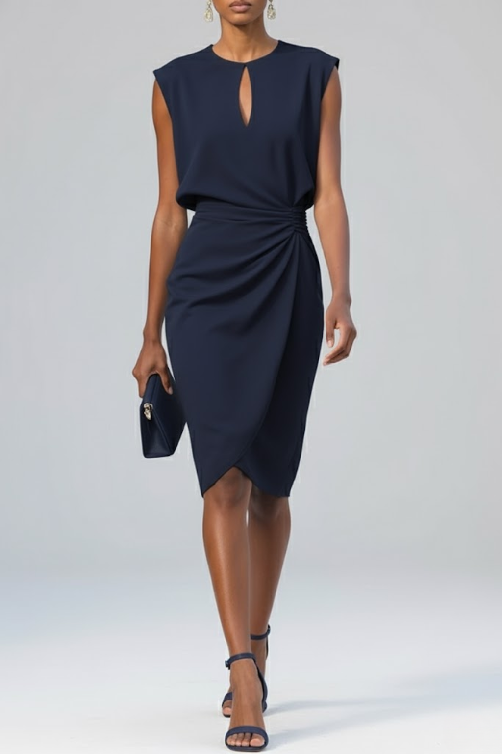 Victoria | Women’s Keyhole Neck Ruched Midi Dress 1