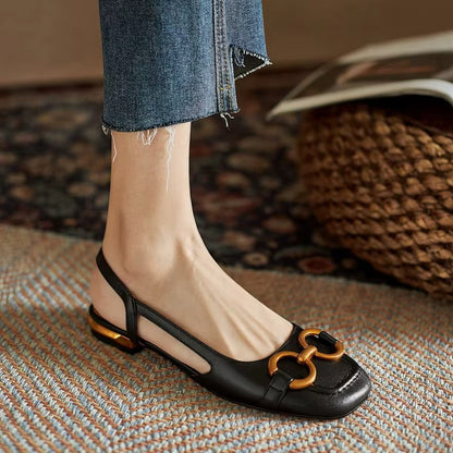 Women's Sandals | Slingback Flat & Cast Metal Bit Detail
