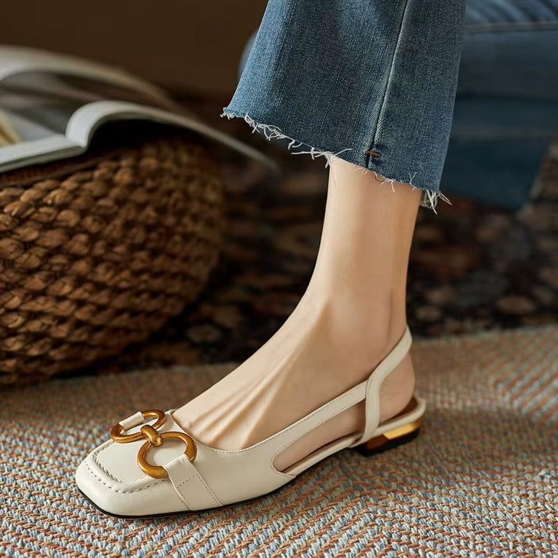 Women's Sandals | Slingback Flat & Cast Metal Bit Detail