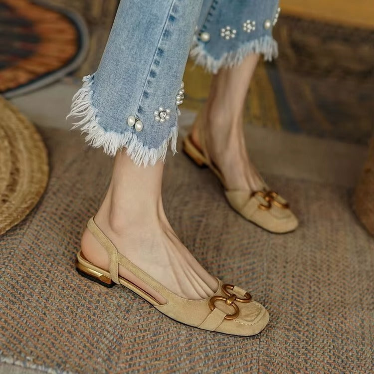 Women's Sandals | Slingback Flat & Cast Metal Bit Detail