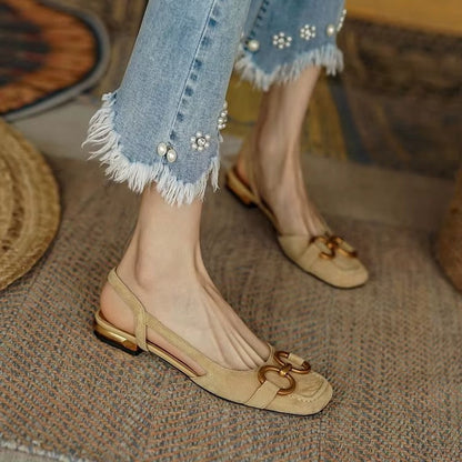 Women's Sandals | Slingback Flat & Cast Metal Bit Detail
