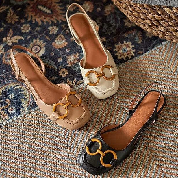 Women's Sandals | Slingback Flat & Cast Metal Bit Detail