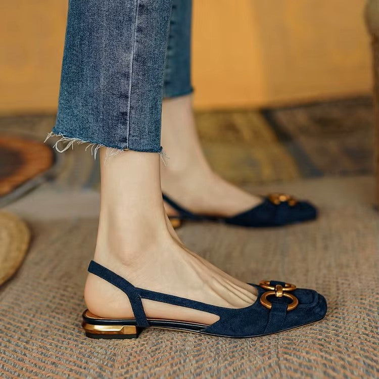 Women's Sandals | Slingback Flat & Cast Metal Bit Detail