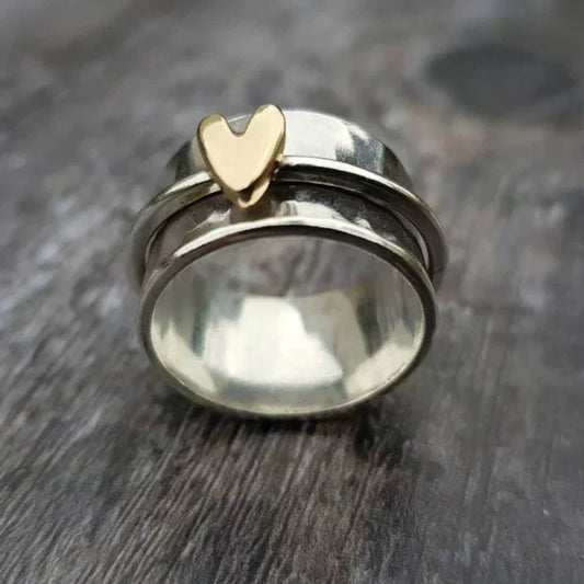 Vintage Heart-Shaped Silver Drop Ring