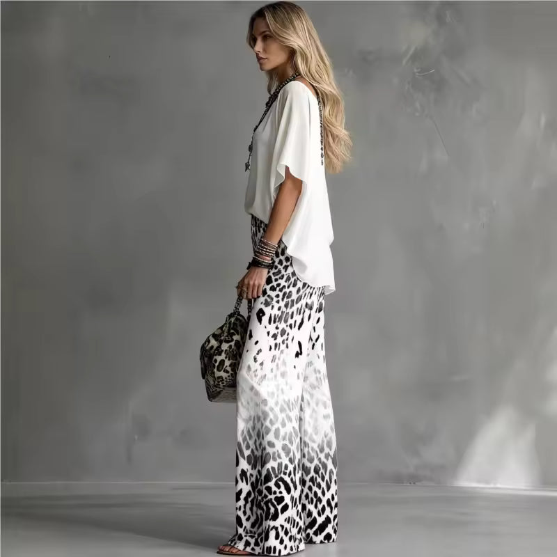 WHITE BLOUSE & OMBRÉ LEOPARD TROUSERS SET 3