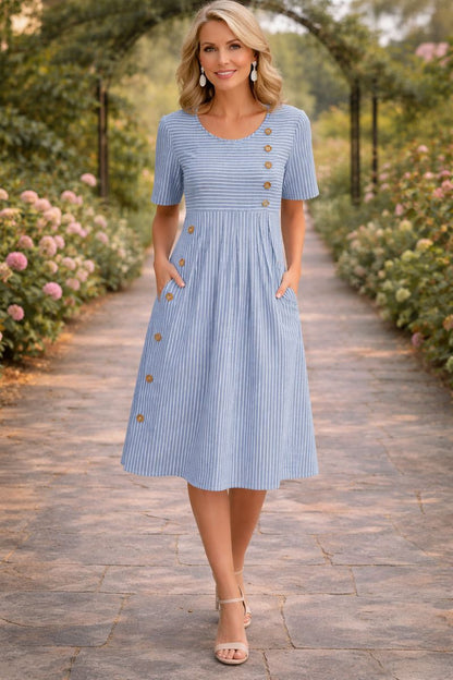 Wanda™ Striped Midi Dress 0