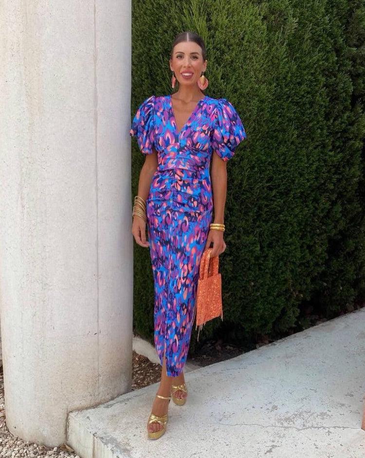 Wedding Guest Dress with Puff Sleeves