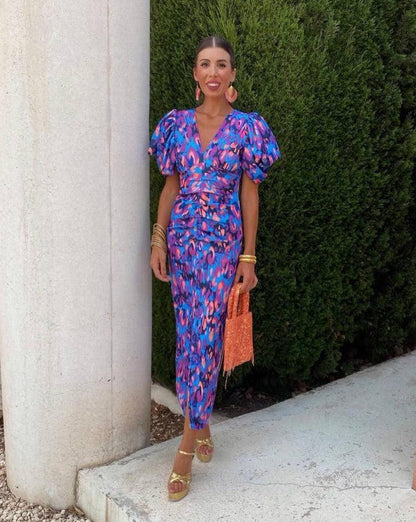 Wedding Guest Dress with Puff Sleeves
