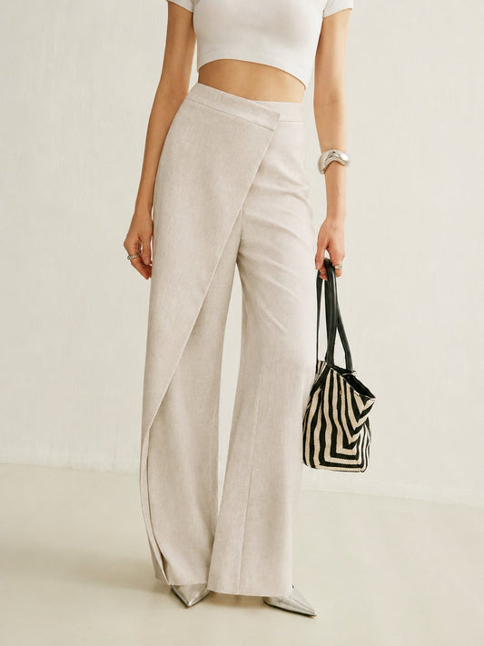 Wide Leg Trousers | High-Waist Asymmetric Wrap