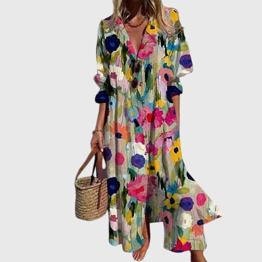 Women Long Dress | Boho Floral Print Maxi Design