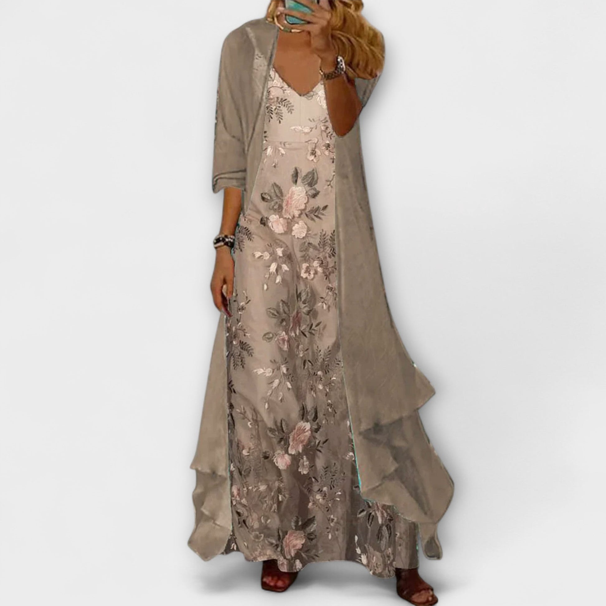 Women Long Dress | Floral Maxi Two-Piece Set