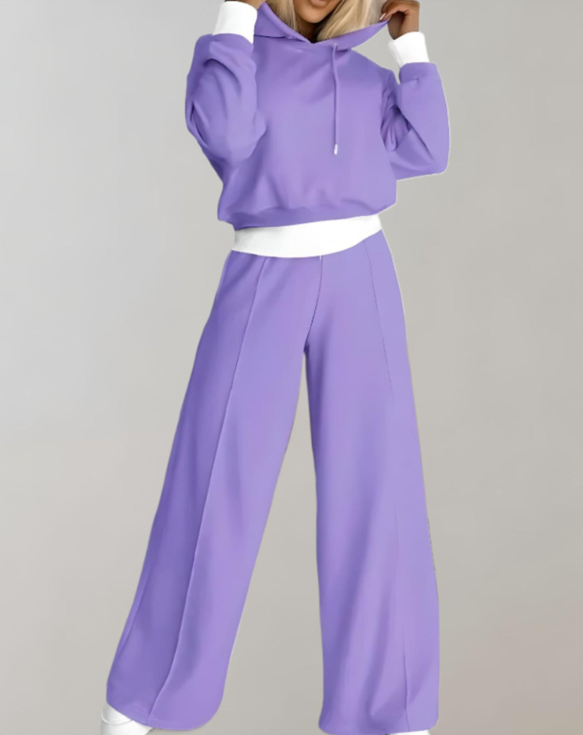 Women’s 2-Piece Hoodie Tracksuit Set with Wide-Leg Trousers 1