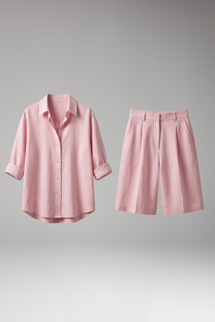 Women's 2-Piece Set with Button-Front Shirt for Summer 1