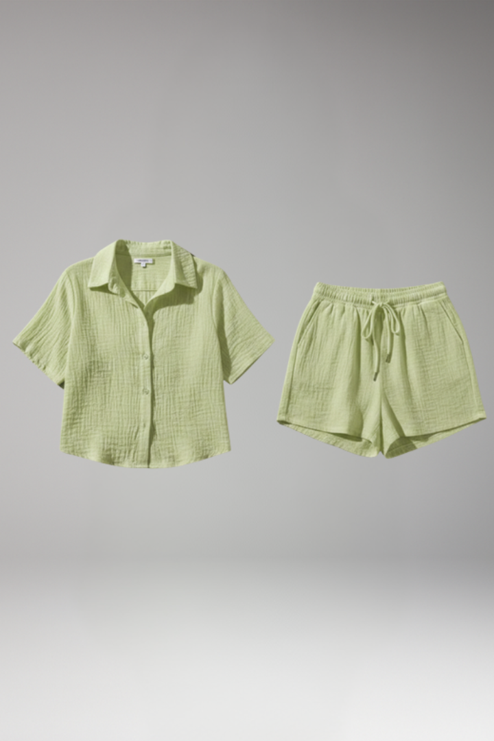 Women's 2-Piece Set with Short Sleeve Shirt for Summer 1