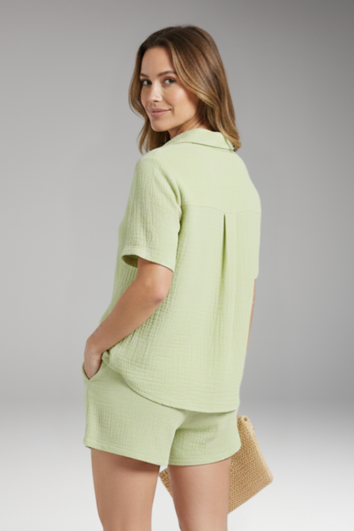 Women's 2-Piece Set with Short Sleeve Shirt for Summer 4