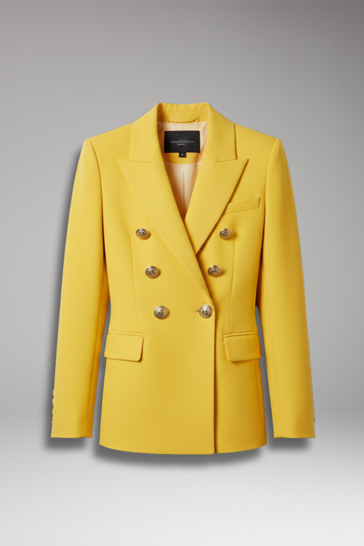 Women's Blazer with Overlapping Front Panel and Button Details 1