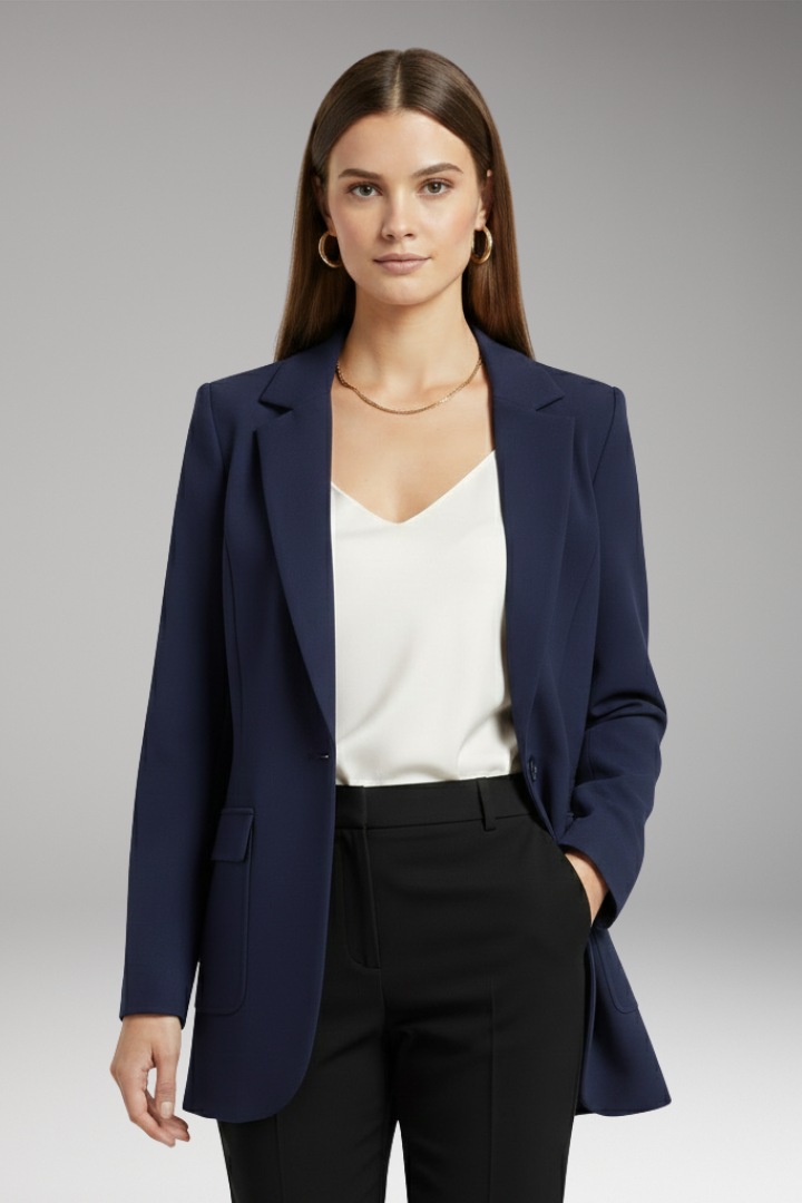 Women's Blazer with notch lapel and open front 11