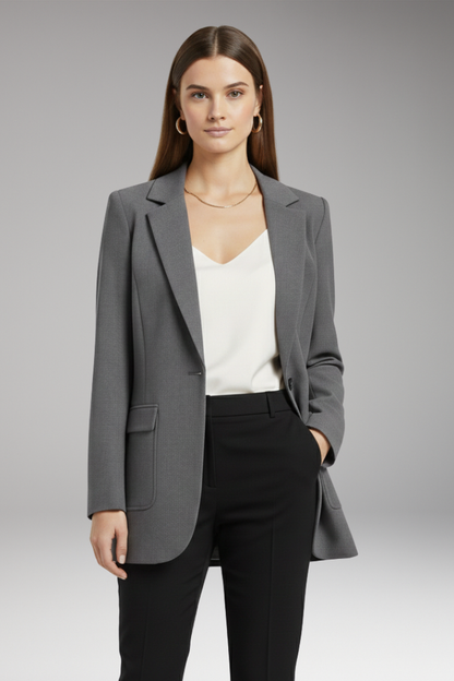Women's Blazer with notch lapel and open front 5