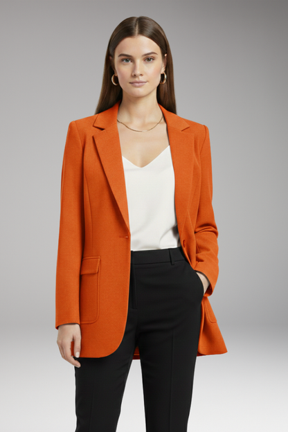 Women's Blazer with notch lapel and open front 6