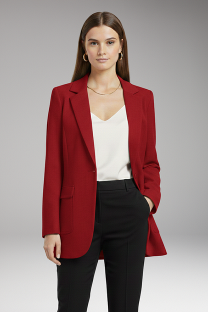 Women's Blazer with notch lapel and open front 8