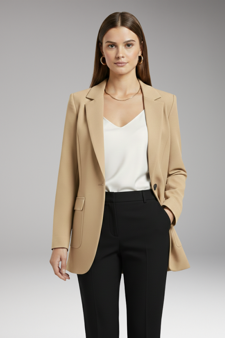 Women's Blazer with notch lapel and open front 9